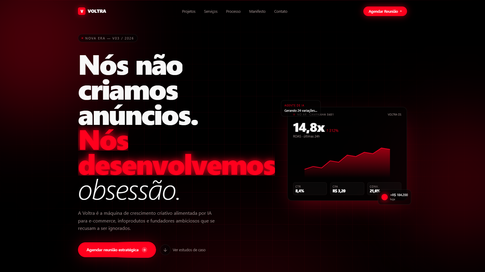 Site desenvolvido pela Frontyx para Voltra MKT